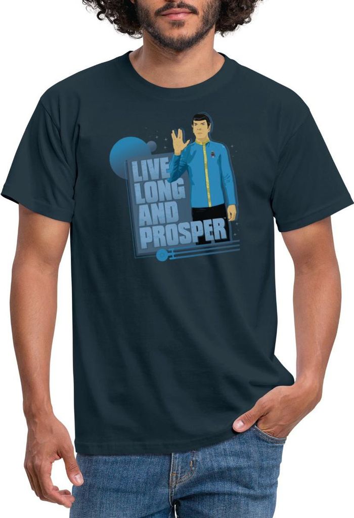 Spreadshirt Star Trek The Original Series Live And Prosper Männer T-Shirt, 3XL, Navy