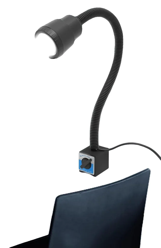 Lampe LED 5W avec bras flexible et pied aimanté pour établi et garage