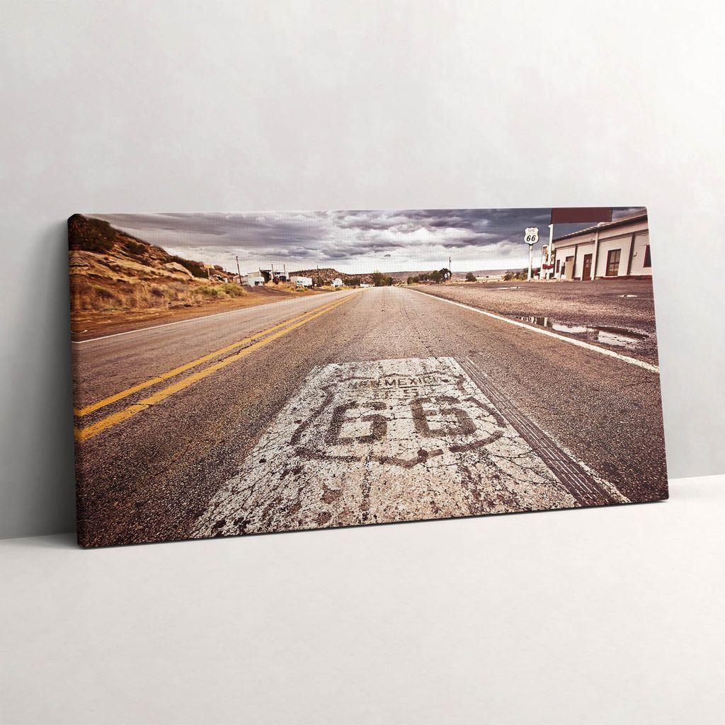 Route 66 Amerikanische Staatsstraße – Leinwandbild Wandbild – 100x50 cm – Leinwandbilder – Wandbilder – Schlafzimmer – Flur