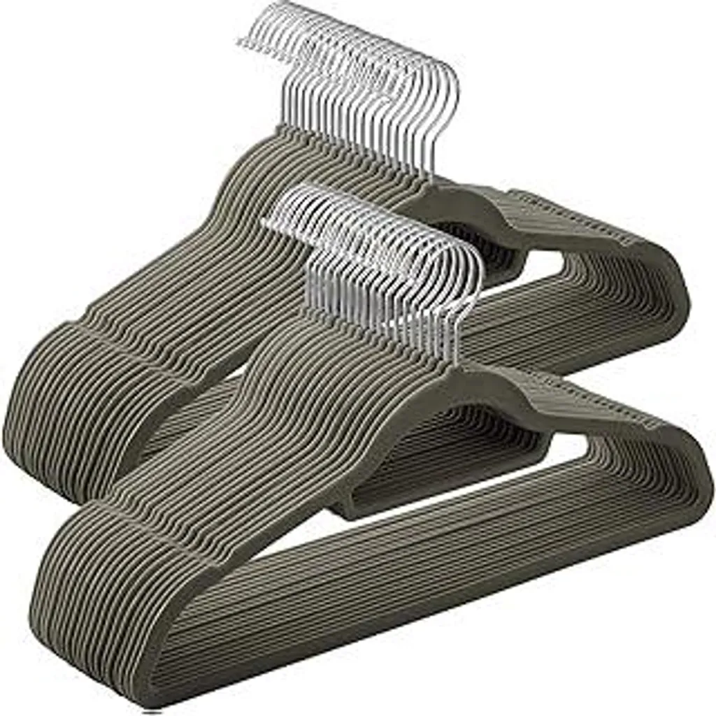 SONGMICS 50 Grucce in Velluto CRF50V - Salvaspazio Antiscivolo Grigio