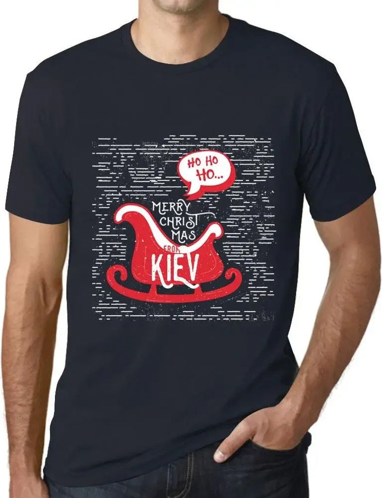 Herren Grafik T-Shirt Ho ho ho frohe weihnachten aus kiew – Ho Ho Ho Merry Christmas From Kiev – Öko-Verantwortlich Vintage Jahrgang Kurzarm L...
