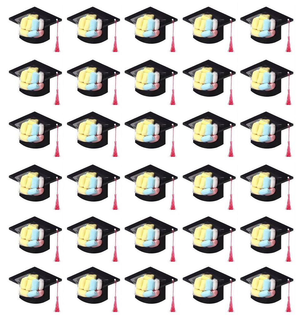 Süßigkeitenkarten in Form von Absolventenhüten, Süßigkeitenbehälter mit Quaste für den Abschlussjahrgang 2026, Schokoladen-Gastgeschenke fü...