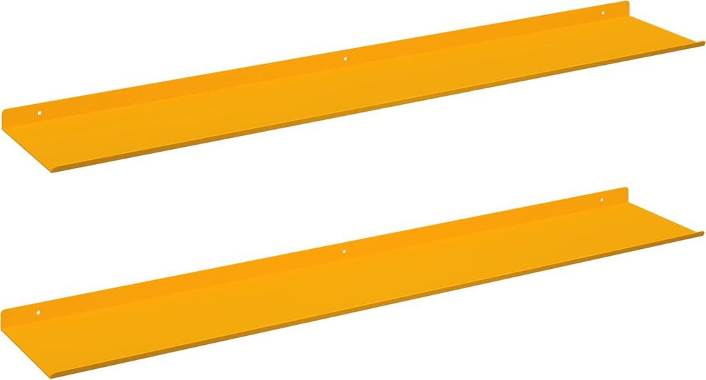 Schwebendes Regal 2 pcs Senfgelb 100 x 18 x 2,5 cm Stahl