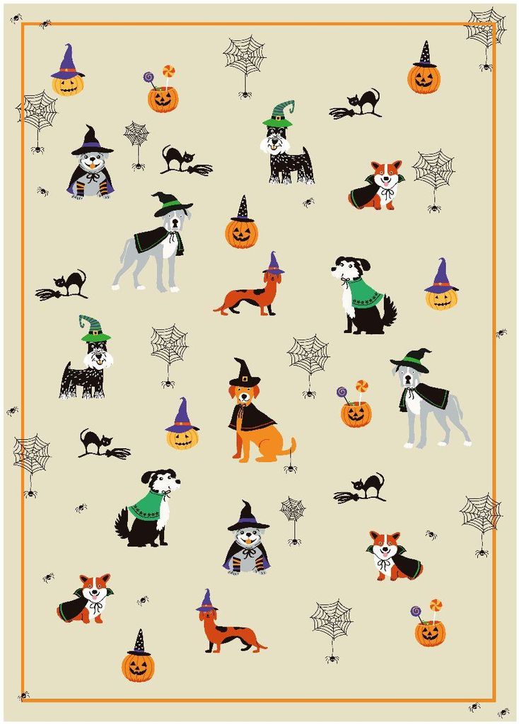 Geschirrtuch Hunde Halloween, Geschirrtücher Tuch Tiere, Hund, Kürbisse