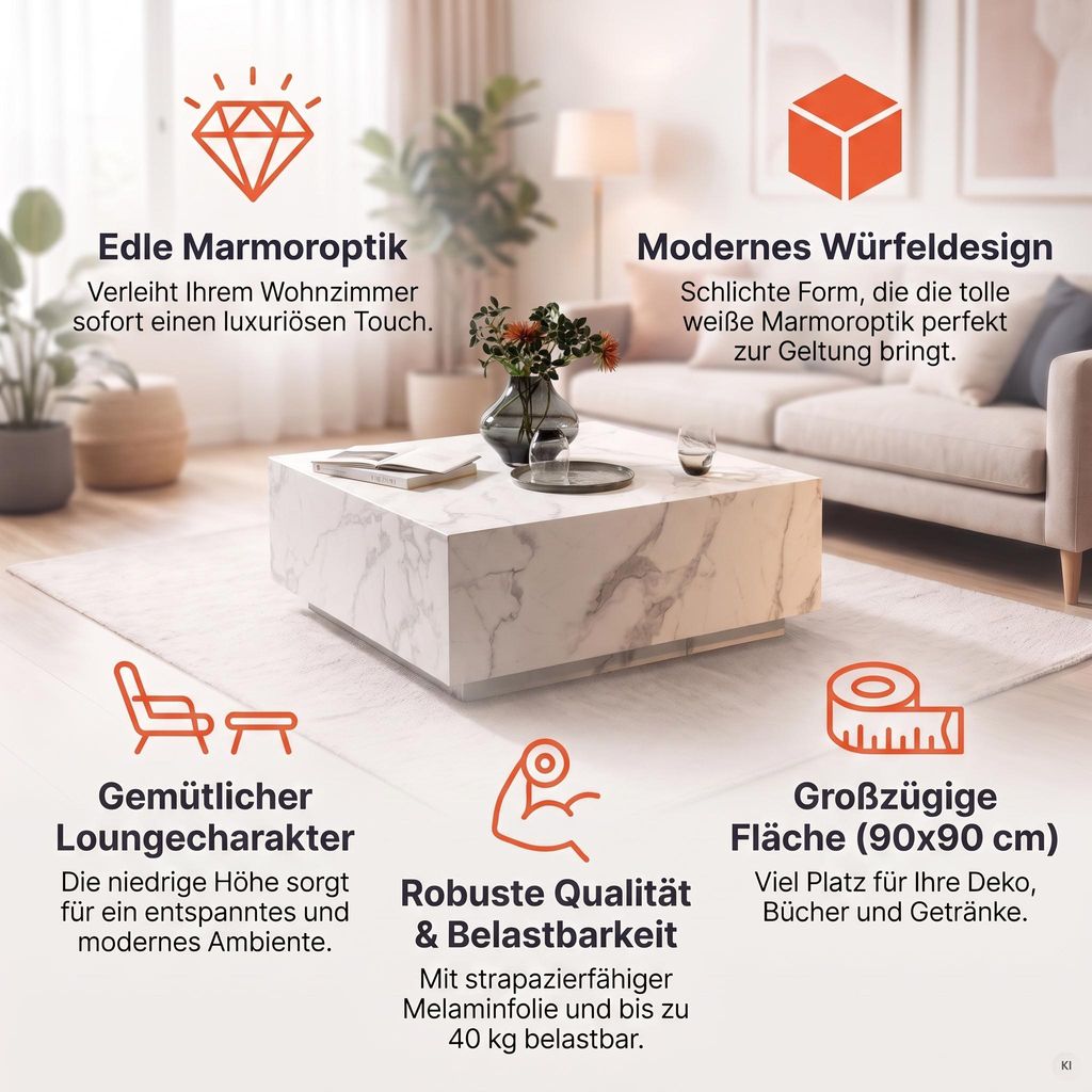 SalesFever Couchtisch 90x90 cm | quadratisch