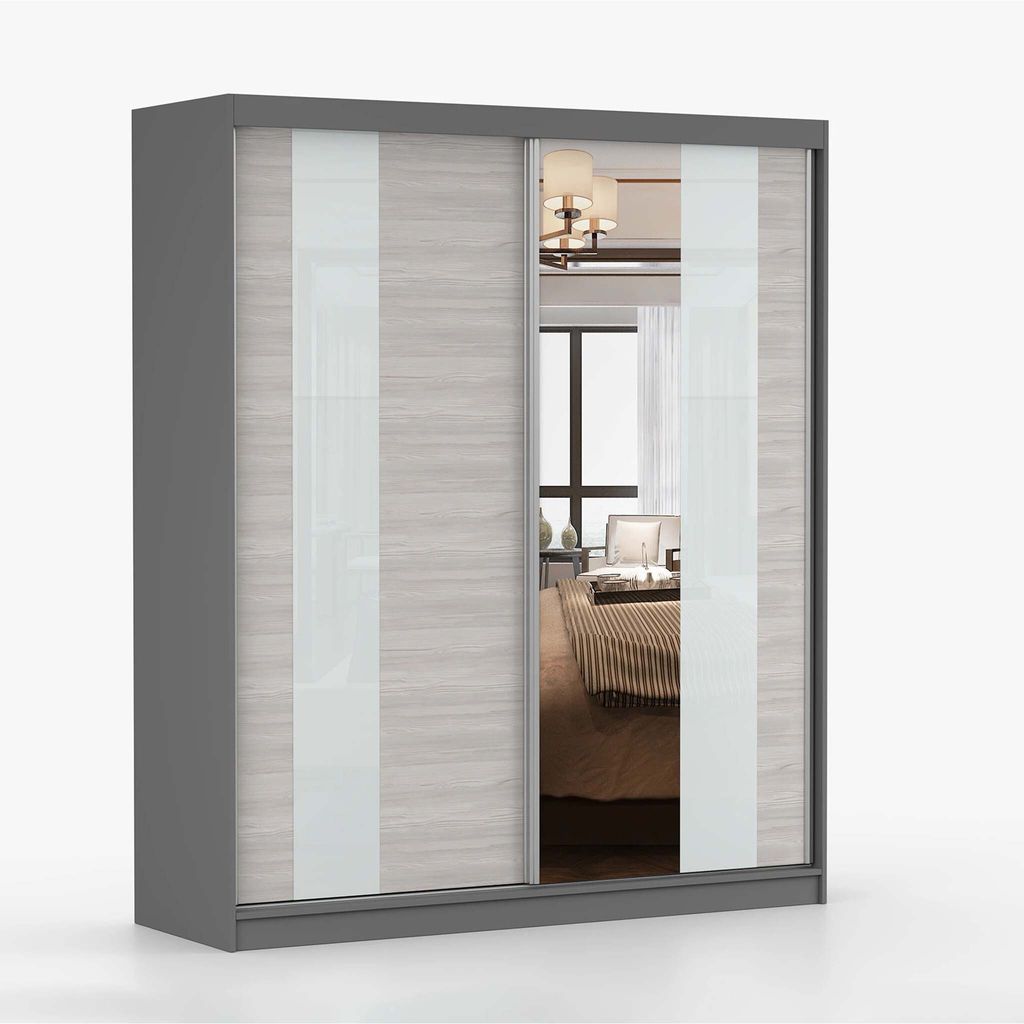 Schwebetürenschrank Kleiderschrank Schrank 183 cm Produktbild 4