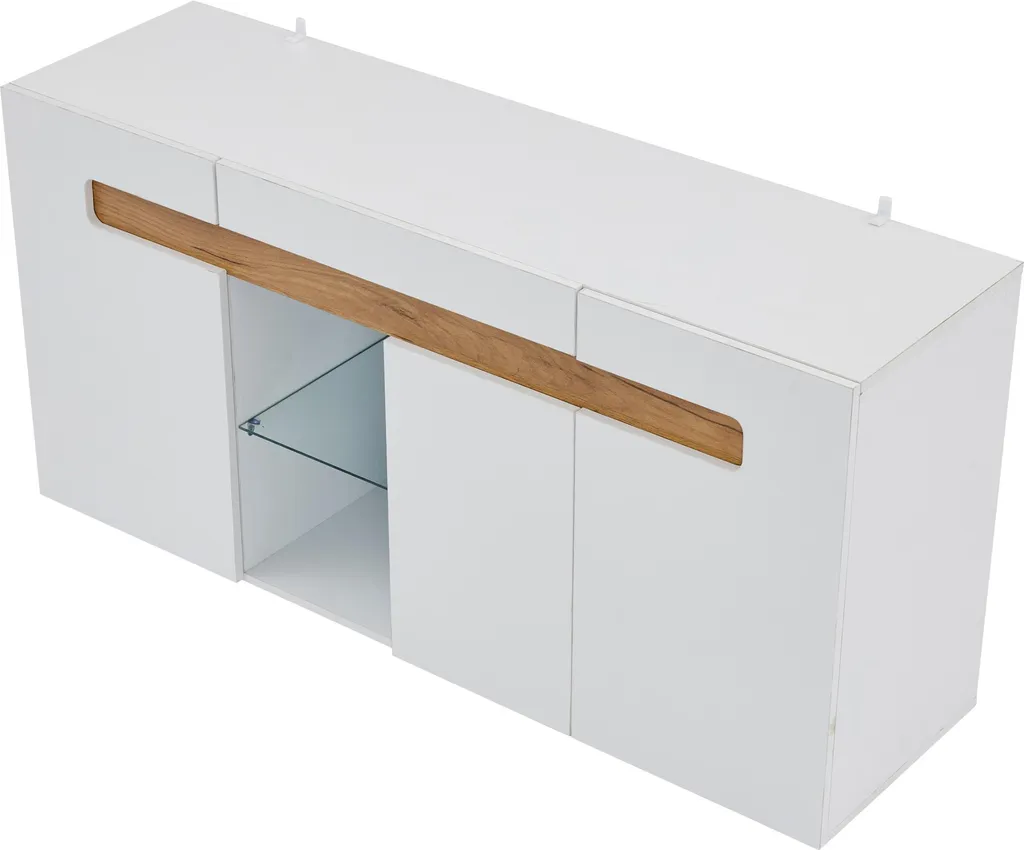 Buffet moderne blanc 140cm : optimisez votre espace avec élégance LED - 14