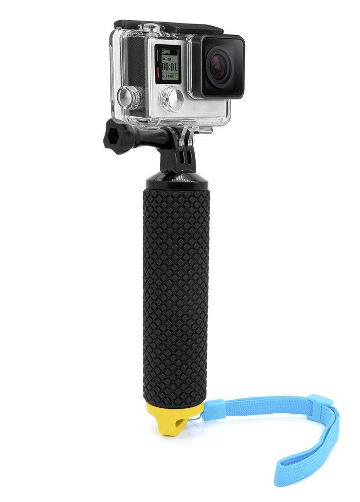 Schwimmender Action Kamera Handler Stick Gelb GoPro Hero 13-10 Xiaomi Yi