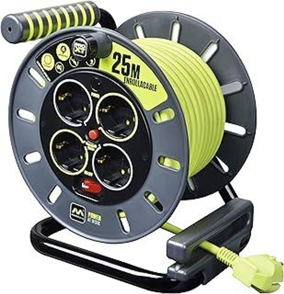 Masterplug OME25164SL-PX Rewind cord, 3000 W, 250 V, grau / Pistazien grün