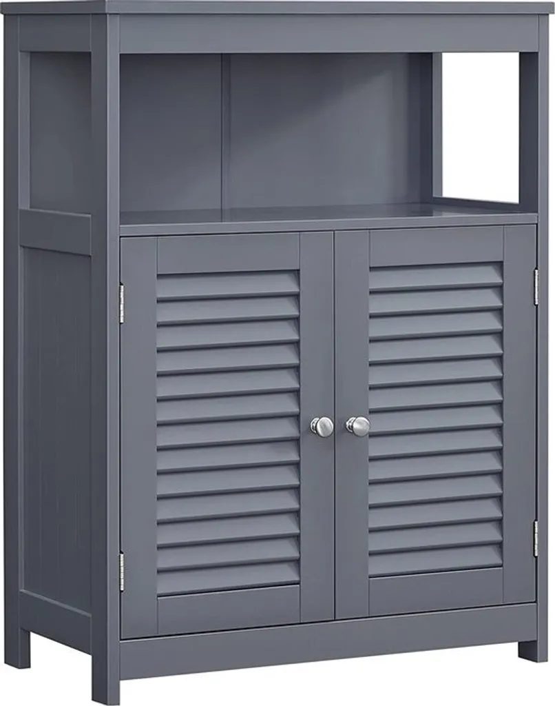 Meuble d'appoint gris pour salle de bain Petit buffet de rangement 2 portes