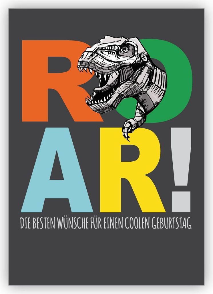Coole Geburtstagskarte für Dinosaurier Fans mit T-Rex auf Produktbild