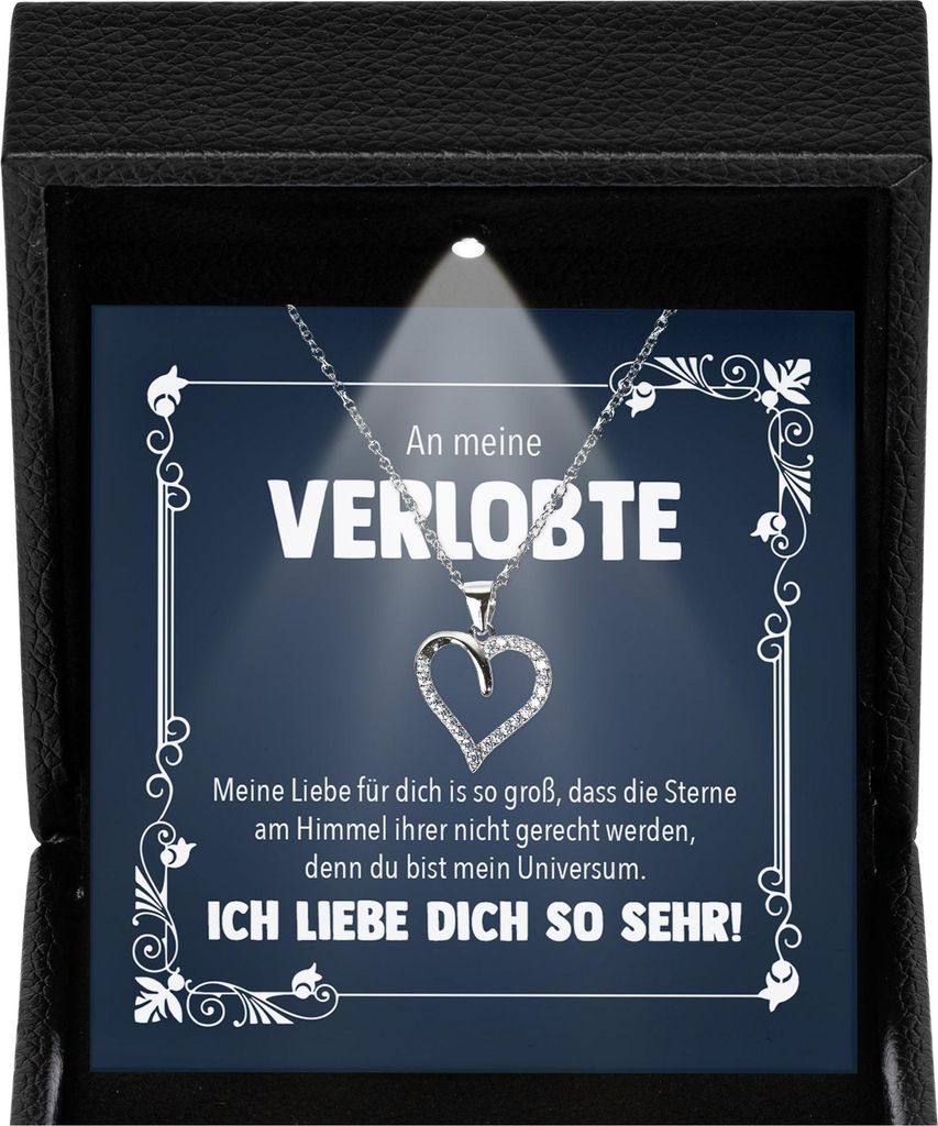 22Feels Verlobte Geschenk Damen Schmuck Heiratsantrag - Silber 925/000 Herz Halskette - Ich Liebe Dich Frauen Bride to be Verlobung Valentinstag We...