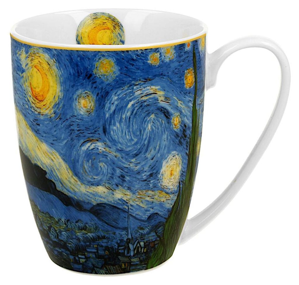 DUO ART GALLERY Klassischer Becher 360 ml STARRY NIGHT inspired by Van Gogh New Bone China Porzellan