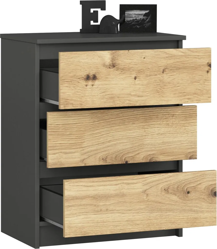 Cassettiera K60 Industrial Style | Grafite e Rovere Artisan 3 Cassetti - 2