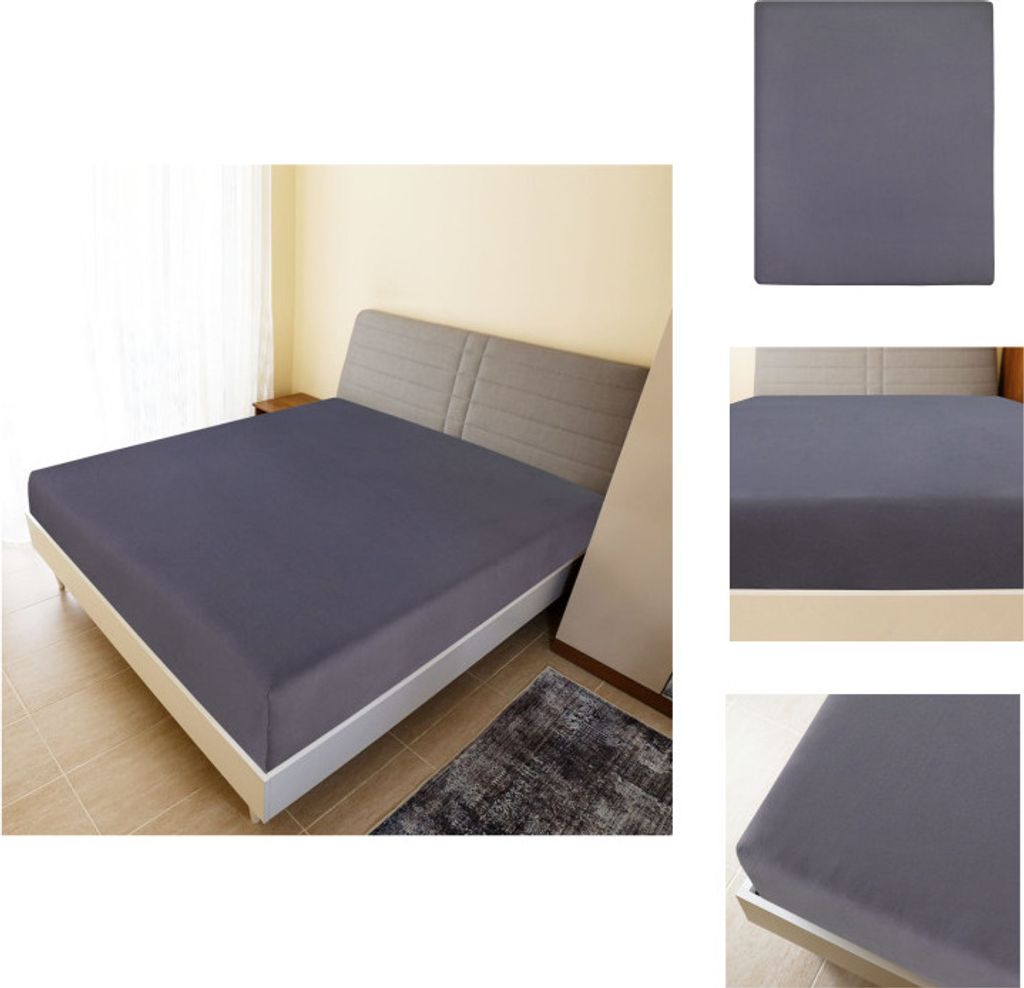 vidaXL Spannbettlaken 2 Stk. Jersey Anthrazit 140x200 cm Baumwolle - Bettlaken