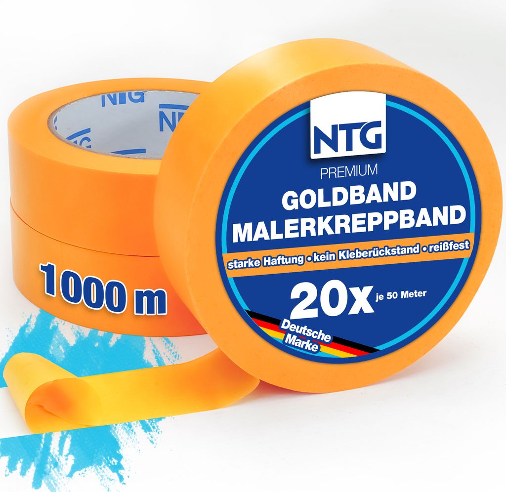 20 X NTG Goldband 50 Meter 30 mm breit Malerkrepp Kreppband Produktbild 