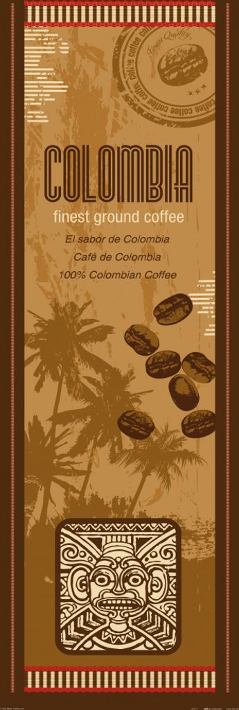 Kaffee Kunstdruck Bild - Kaffee Aus Kolumbien (158 x 53 cm)
