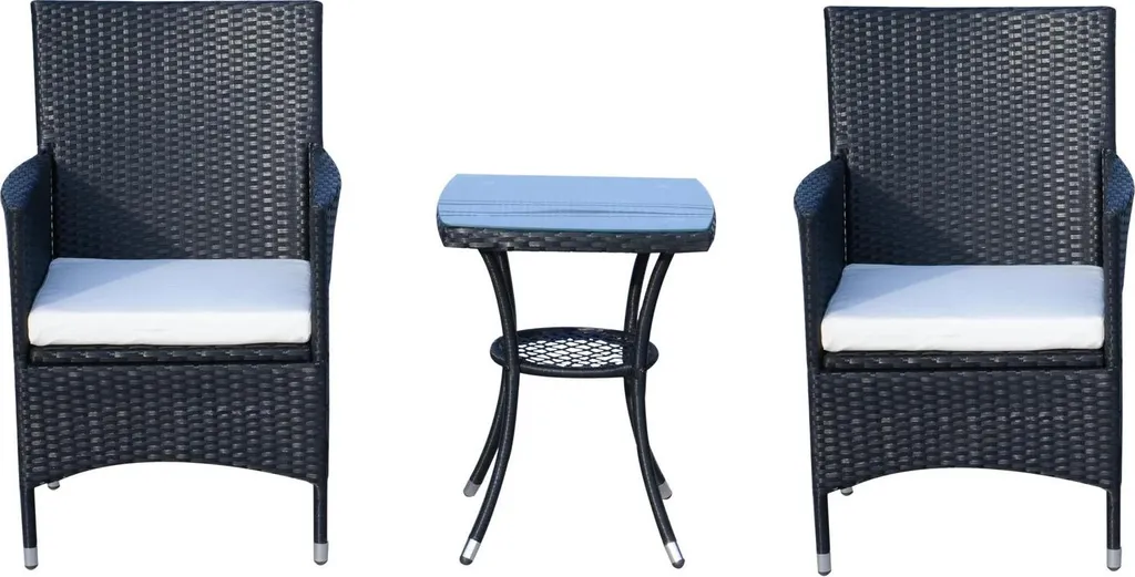 Table de jardin noire résistante aux intempéries en rotin synthétique