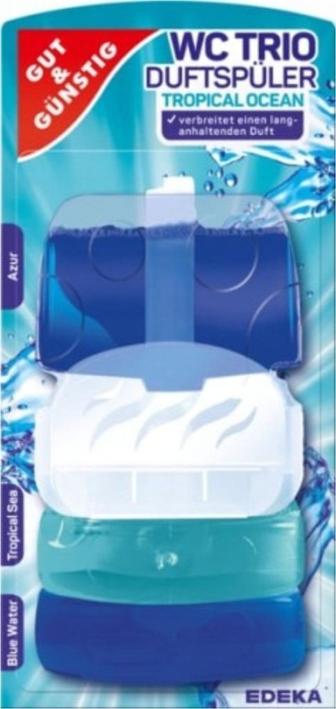 A product package for toilet bowl fresheners.