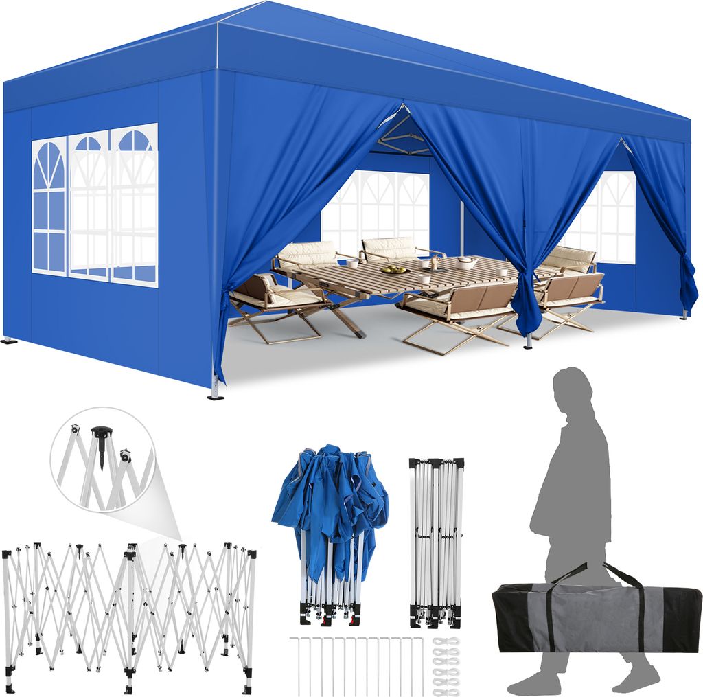 Faltpavillon 3x6m , wasserdicht&UV-Schutz 50+, inkl. Produktbild 