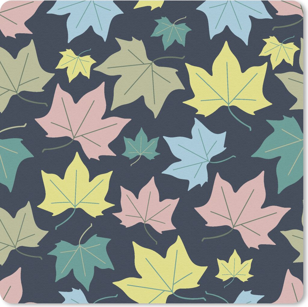 MuchoWow Mauspad Mousepad Muster - Herbst - Blätter 20x20 cm - Mousepads - Maus Mat - Pad - Mausunterlage - Desk Mat - Bureauartikeln
