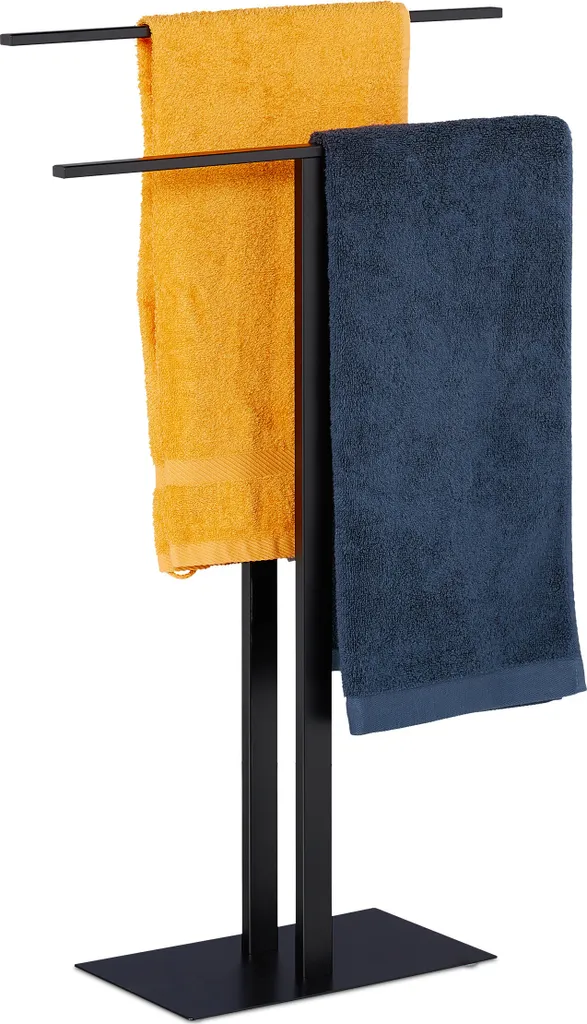 Porte-serviettes double barre en acier inox avec socle de stabilité