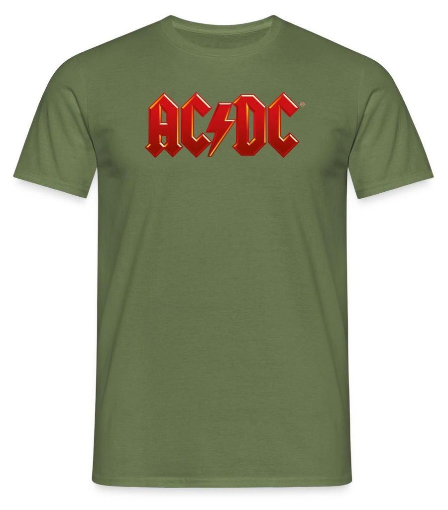 Spreadshirt AC/DC Klassisches Logo Mit Blitz Männer T-Shirt, XXL, Militärgrün