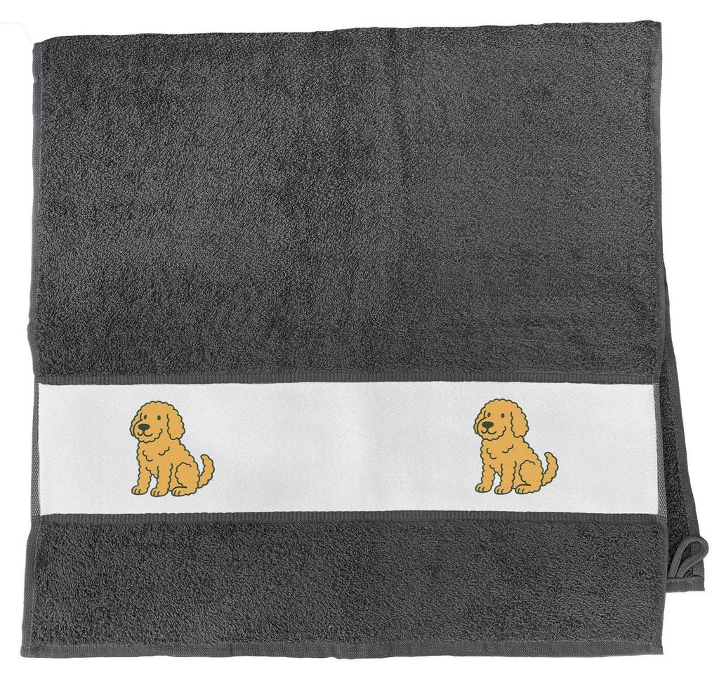 Huuraa Handtuch Goldendoodle Comic Goldiepoo 50x100cm Graphite Baumwolle Handtuch Geschenkidee