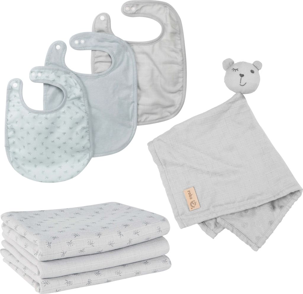 roba organic Geschenkset Baby Essentials 'Lil Planet' silbergrau aus Baumwolle, GOTS, nachhaltig