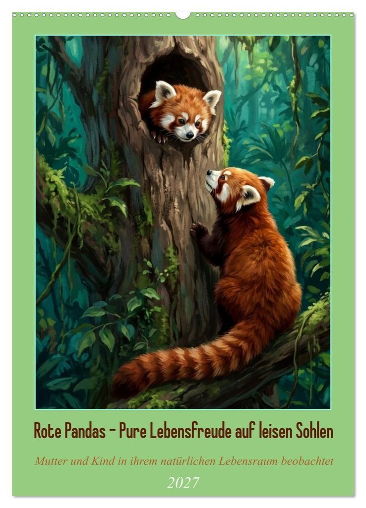 Rote Pandas – Pure Lebensfreude auf leisen Sohlen (Wandkalender 2027 DIN A2 hoch), CALVENDO Monatskalender