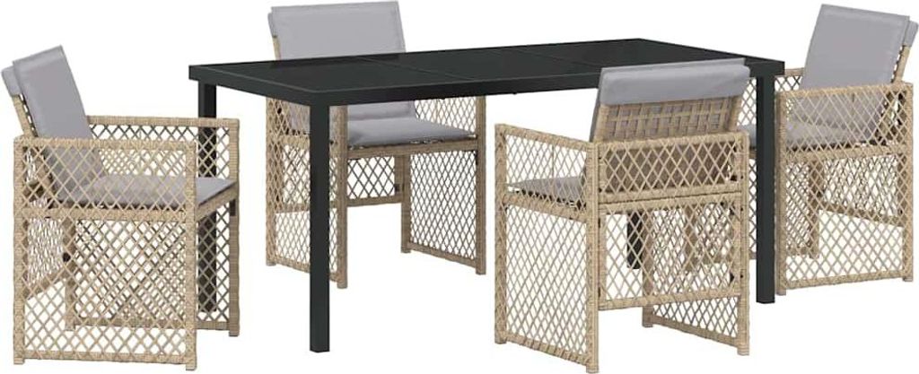 vidaXL Garten Essgruppe 5 pcs Beige Poly-Rattan