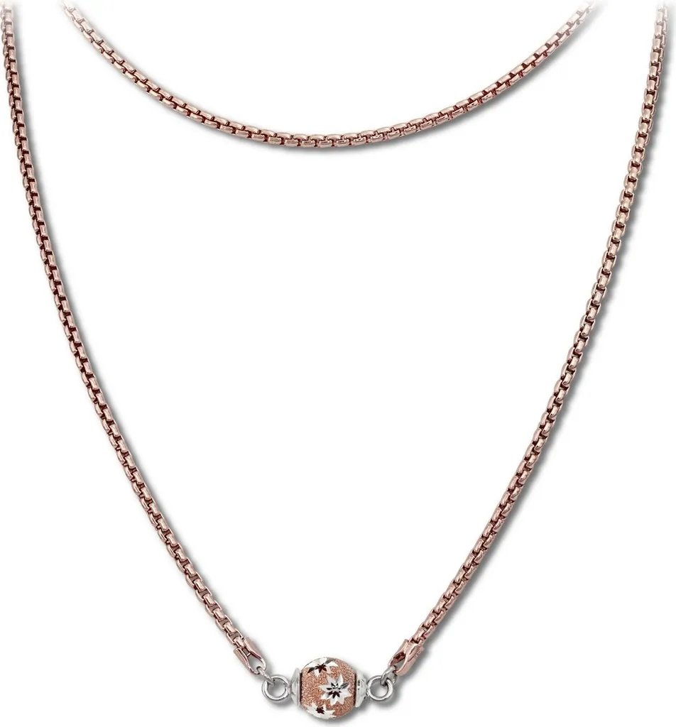 Collier en Argent 925 Rose Véritable 45cm SilberDream Finition Dorée