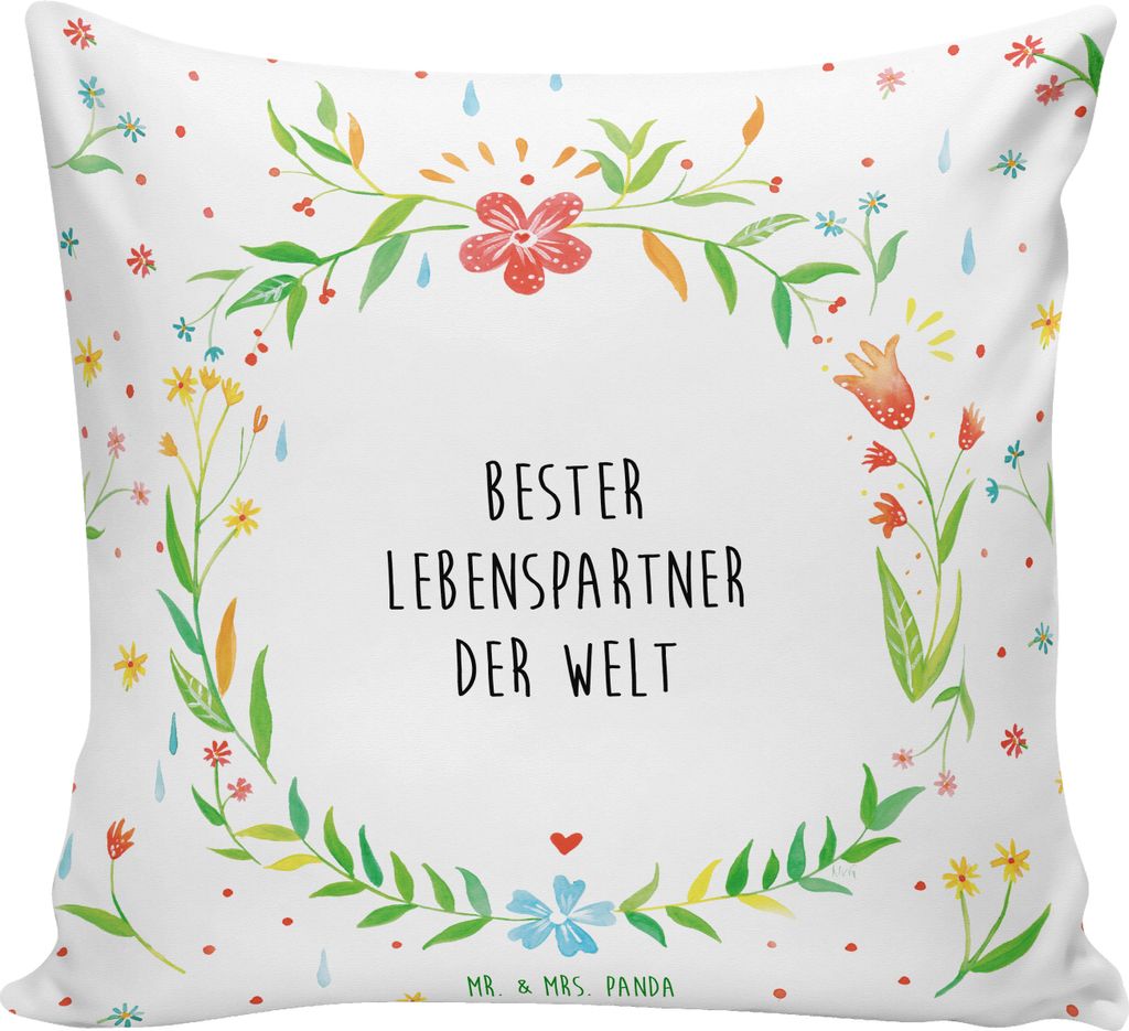 Mr. & Mrs. Panda kissen bedruckt Lebenspartner - Weiß - Geschenk, 40x40, Sofa, Liebe, Ehepartner, Freund, Partner, kuschelkissen, Ehemann, Deko, f...