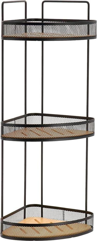 Eckregal mit 3 metallebenen und bambusplatten zum aufstellen - schwarz bambus - Tendance