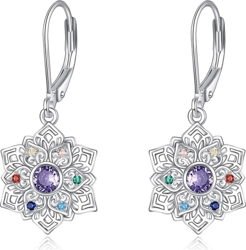 Boucles d'oreilles Fleur de Lotus en Argent Sterling 925 Chakra Yoga