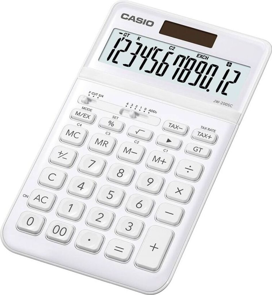 CASIO Tischrechner JW-200SC-WE Solar-/ Batteriebetrieb weiß