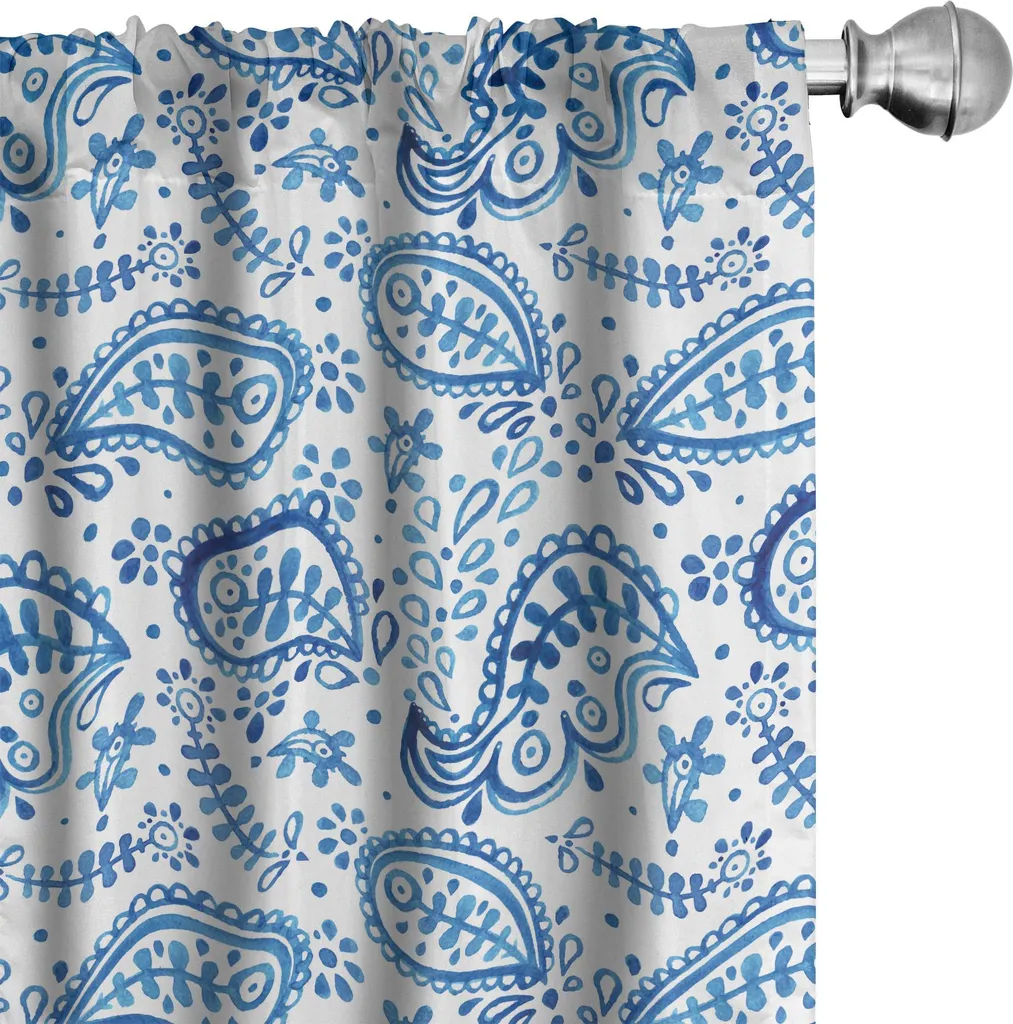 Tende Design Mediterraneo ABAKUHAUS 75x245cm Paisley Blu Bianco