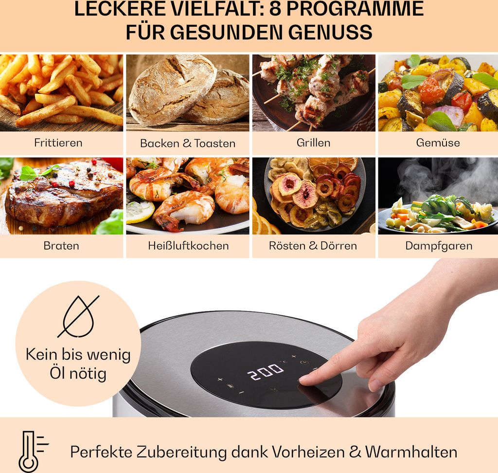 Klarstein Heißluftfriteuse, Air Fryer zum Frittieren, Produktbild 3