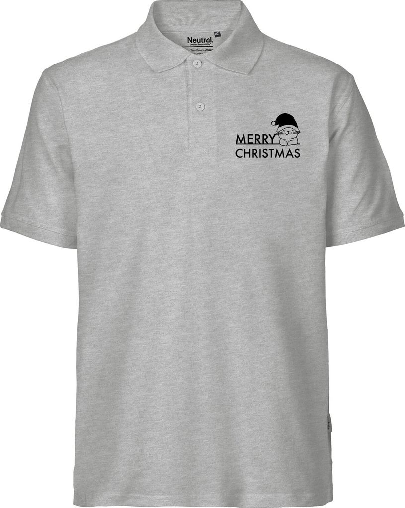 Huuraa Herren Polo Shirt Merry Christmas Katze S Sport Grey Bio Baumwolle Fairtrade Poloshirt Geschenkidee