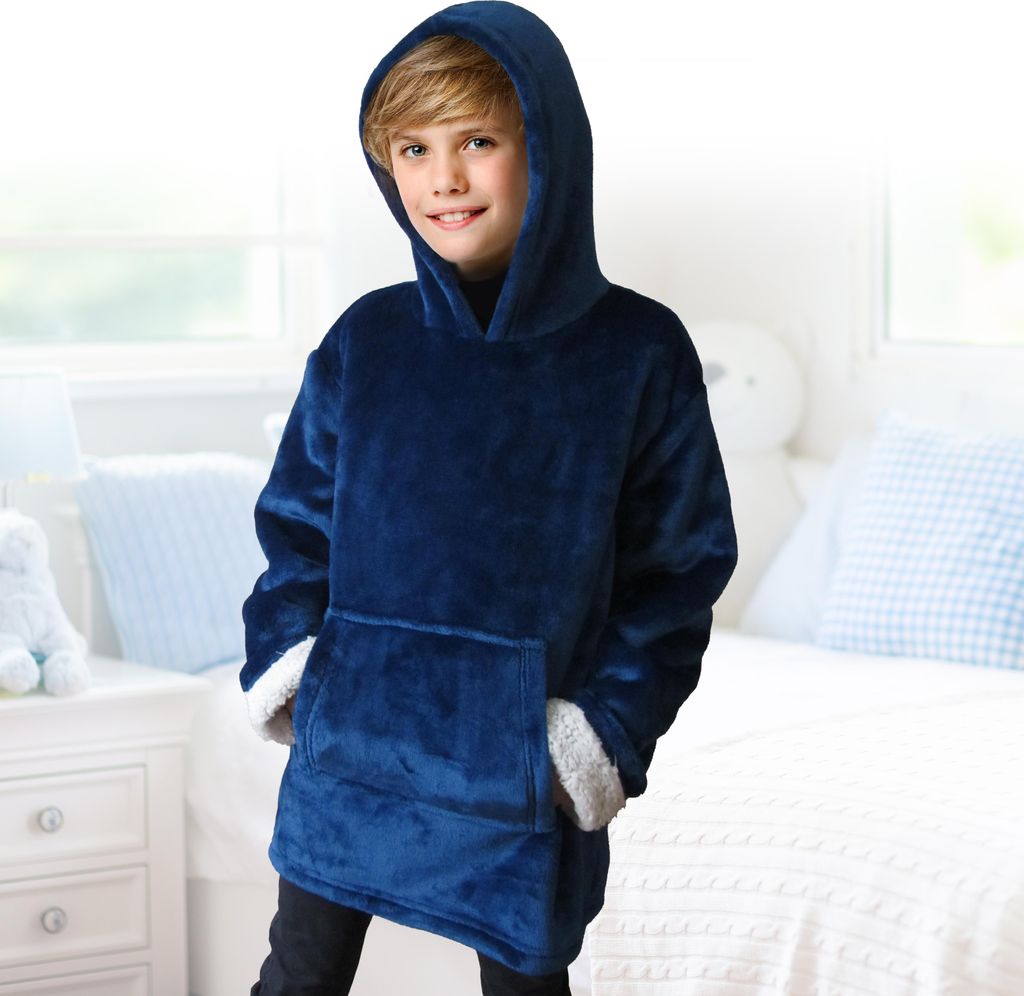 Dětská deka s rukávy a kapucí HOODIE CHILD modrá