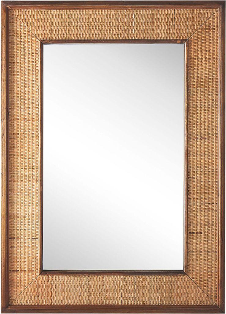 BELIANI Rustikaler Wandspiegel rechteckig mit breitem Rahmen aus Tannenholz Bambusholz hellbraun 54 x 74 cm