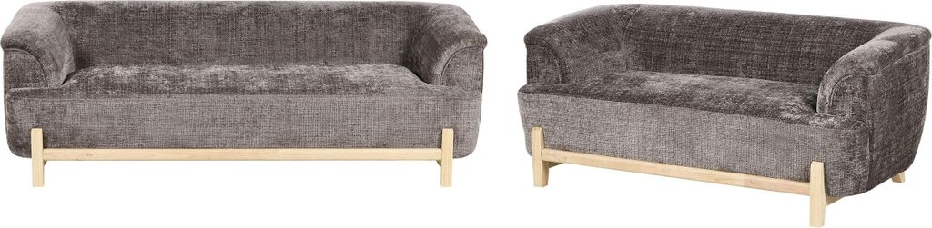 BELIANI 5-Sitzer Sofa Set Braun Chenille Stoffbezug mit Breiten Armlehnen Holzbeine Dicke Nähte Freistellbar Modernes Design Wohnzimmer Sitzgruppe