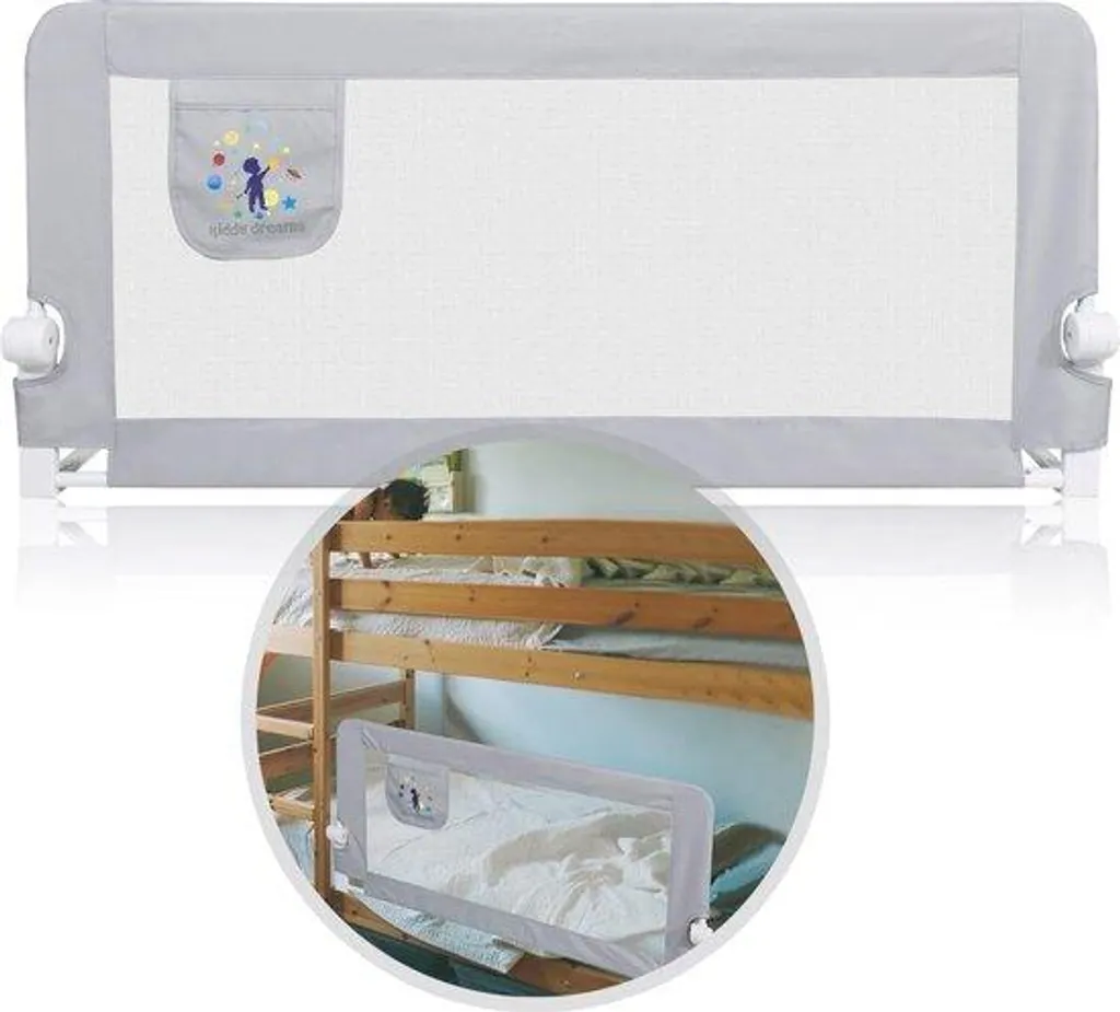 Barrière de lit bébé universelle et pliable en gris anthracite de 150cm