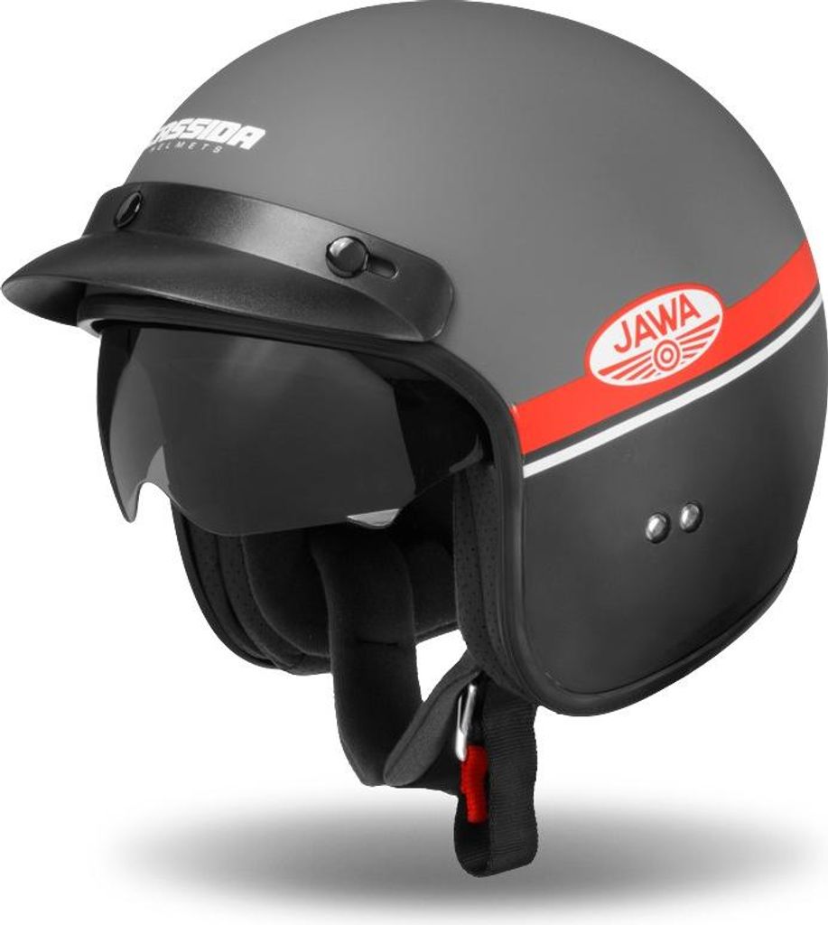 helm Oxygen Jawa OHC, CASSIDA (mattgrau/rot/schwarz/weiß, Größe XS)