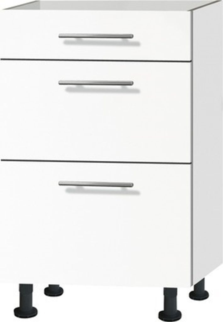 Optifit Schubladenunterschrank Bengt932 BxTxH 50 x 58,4 x 87 cm weiß matt zerlegt Anschlag reversibel KFBE U536-8E+