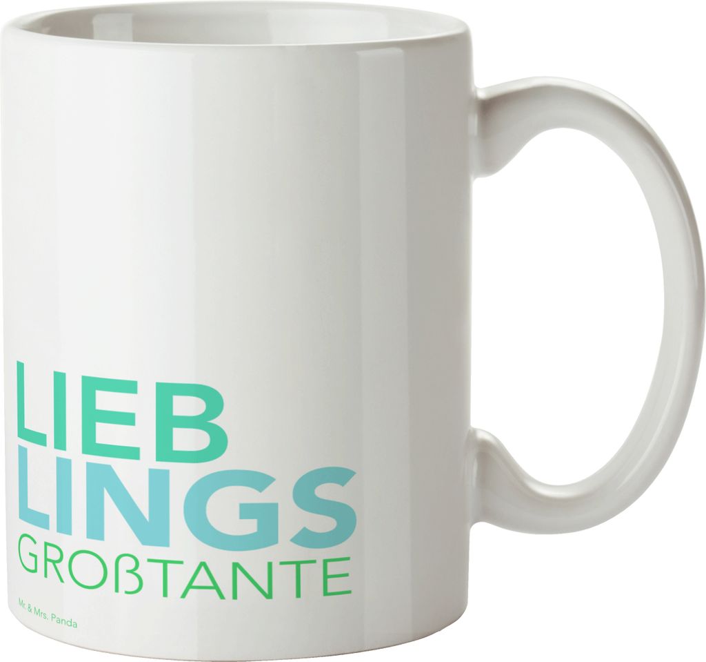 Mr. & Mrs. Panda Becher Großtante - Weiß - Geschenk, Pott, kaffeebecher bedruckt, Spruch, Kaffeetasse, Neffe, keramik, Familie, schöne tasse, Gr...