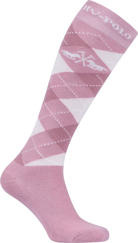 HV POLO Kinder und Damen Reitsocken Kniestrümpfe HVPArgyle pretty pink rosa, Sockengröße:31/34