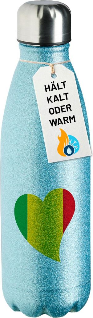 Huuraa Trinkflasche Mali Flagge Herz 500ml Blue Edelstahl Wasserflasche Trinkflasche Geschenkidee