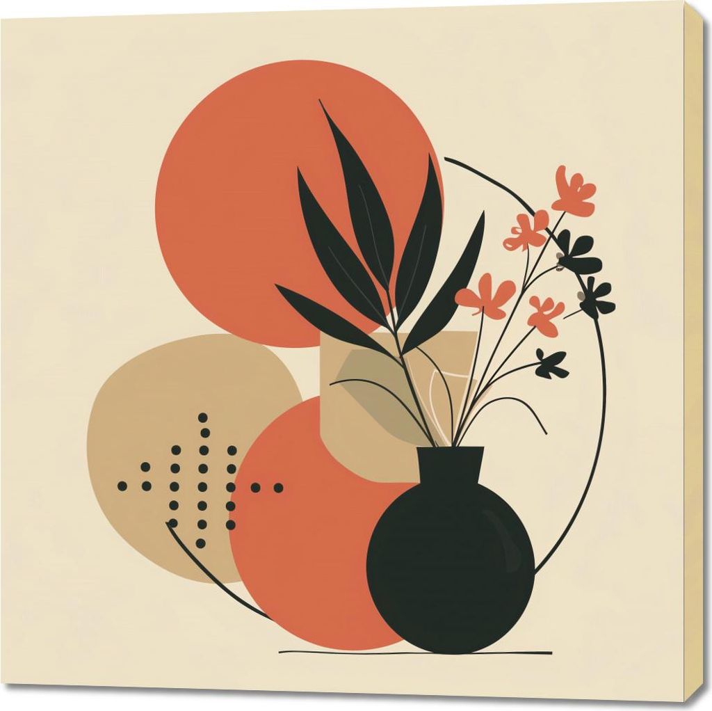 Bild 100x100cm Vase mit Blumen