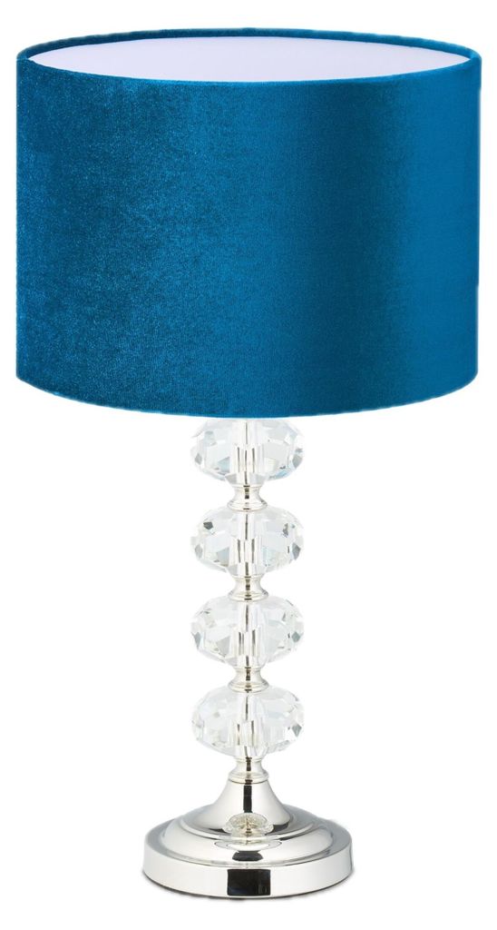 Relaxdays Tischlampe, Samt und Kristall, HxD: 47 x 26 cm, Produktbild 